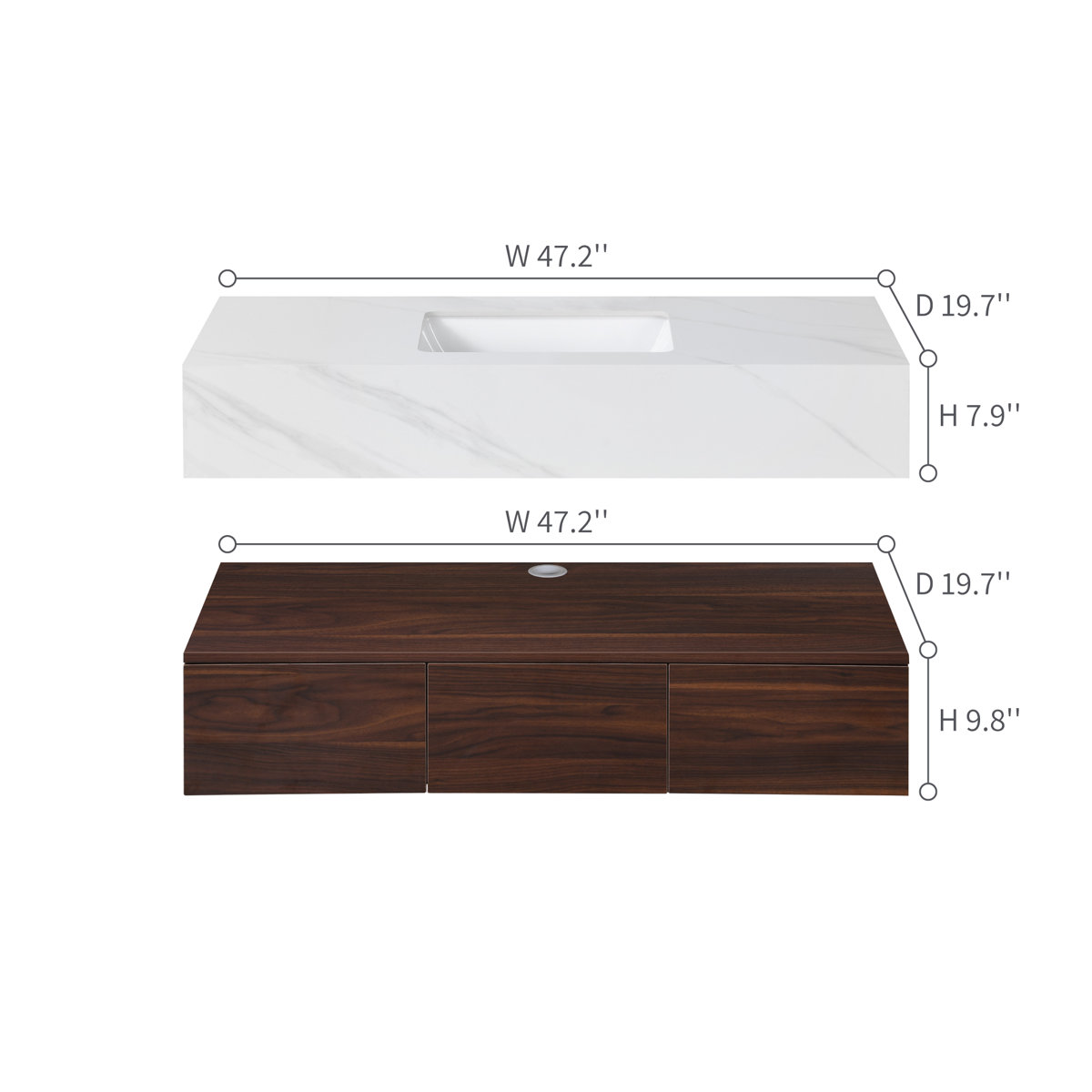 YITAHOME 47.2" Wall Mounted Single Bathroom Vanity Set Wayfair